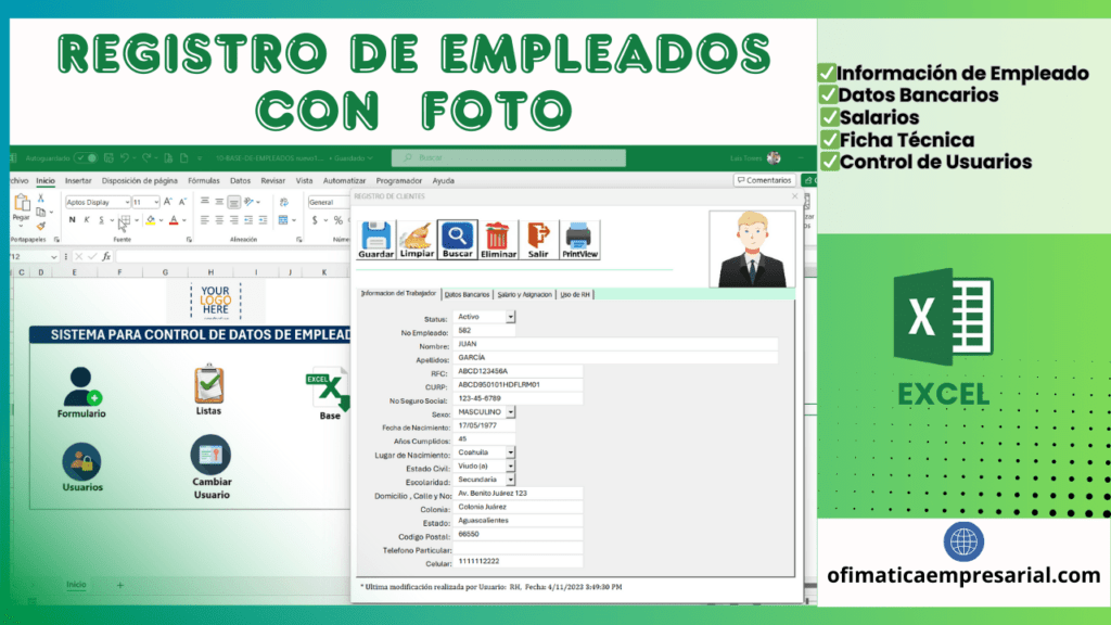 Base de Datos de Empleados con Fotos | Excel Macros