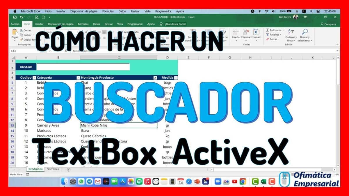 Parte 1: Como hacer un buscador en Excel para filtrar datos con un cuadro de texto