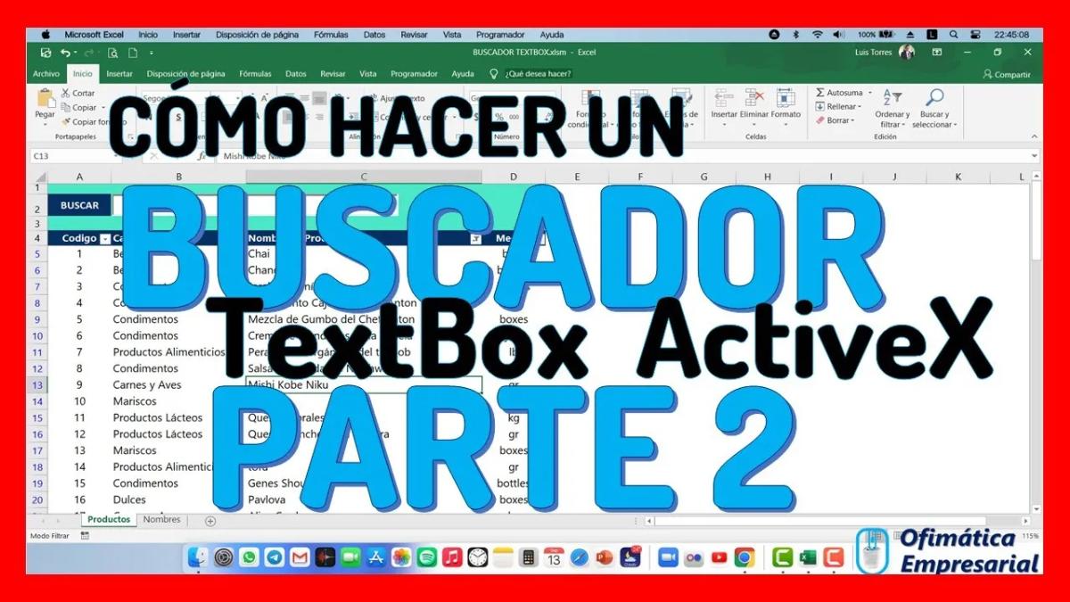 Parte 2: Como hacer un buscador en Excel para filtrar texto y numeros con un cuadro de texto